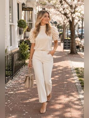 Free People Cream Velvet Top